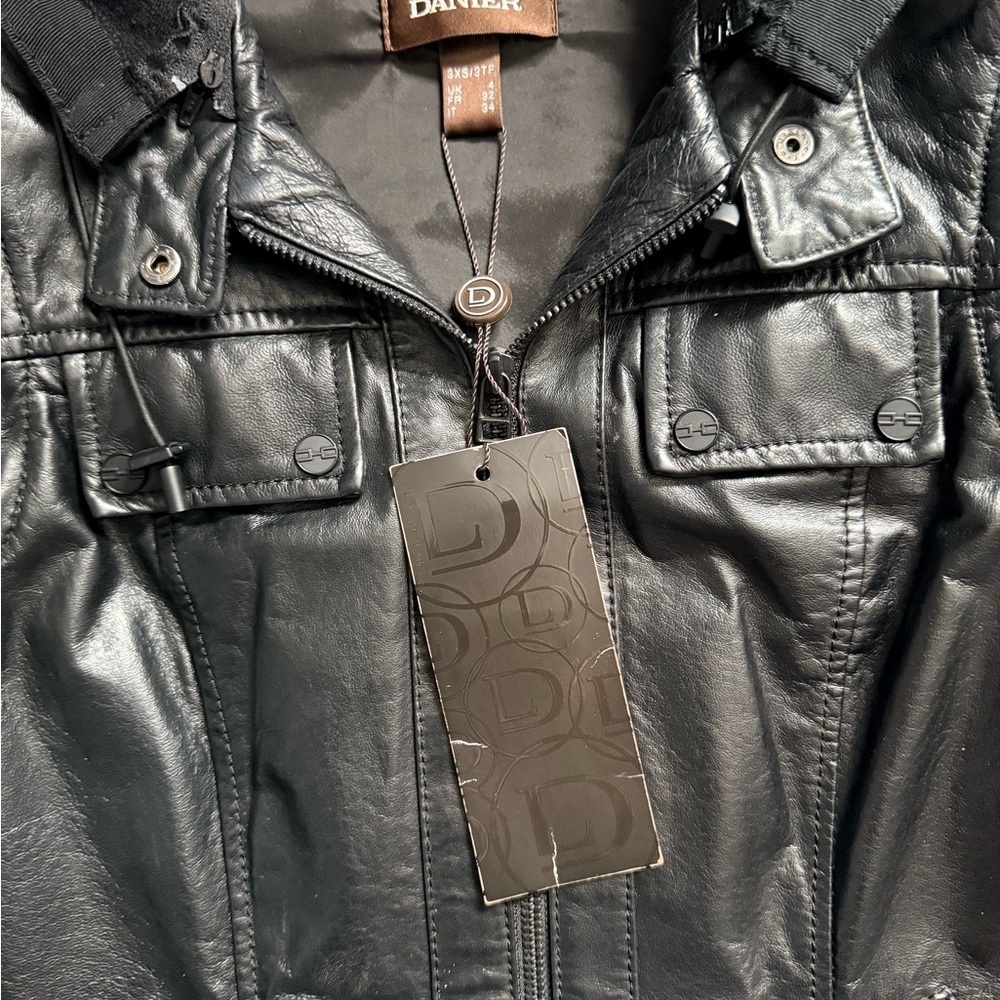 Danier Black Leather Jacket with Hood - Picture 4 of 8